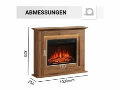 Chimenea eléctrica BALDERIA Finn - Chimenea de pie, calefacción 2000 W - Roble oscuro Marru00f3n
