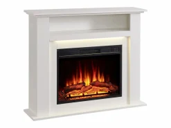 Chimenea eléctrica BALDERIA Liora - Chimenea de pie, estante, calefacción - Blanco Best