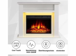 Chimenea eléctrica BALDERIA Liora - Chimenea de pie, estante, calefacción - Blanco Best