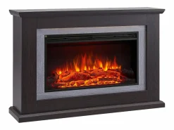 Chimenea eléctrica BALDERIA Xenia - Chimenea de pie, calefacción 2000 W - Roble oscuro^ Online