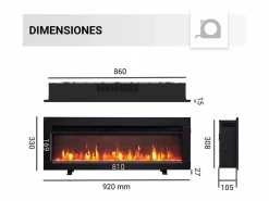Chimenea eléctrica BALDERIA Agnes 36 - Chimenea de pie, de pared o empotrable - Negro Sale