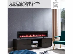 Chimenea eléctrica BALDERIA Agnes 60 - Chimenea de pared o empotrable - Negro New