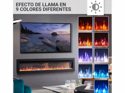 Chimenea eléctrica BALDERIA Agnes 60 - Chimenea de pared o empotrable - Negro New