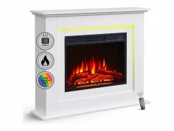 Chimenea eléctrica BALDERIA Finn - Chimenea de pie - Blanca Blanco New