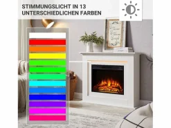 Chimenea eléctrica BALDERIA Finn - Chimenea de pie - Blanca Blanco New