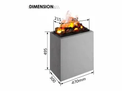 Chimenea eléctrica BALDERIA Ikarus - Chimenea de pie con efecto de llama Optmimyst, niebla - Aspecto de hormigón^ Hot
