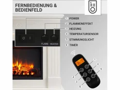 Chimenea eléctrica BALDERIA Leandros - Chimenea de pie - Blanca Blanco Discount