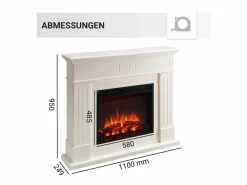 Chimenea eléctrica BALDERIA Leandros - Chimenea de pie - Blanca Blanco Discount