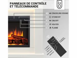 Chimenea eléctrica BALDERIA Elektra ñEfecto llama 3D, iluminación LED, potencia calorífica 1ñ2 kW, mando a distancia - Blanco
