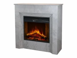 Chimenea eléctrica BELLINI, chimenea de pie en madera efecto mármol blanco, Made in Italy, L96 x P35 x H96^ Clearance