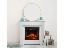 Chimenea eléctrica BELLINI, chimenea de pie, madera blanca, fabricada en Italia, L96 x P35 x H96^ Best