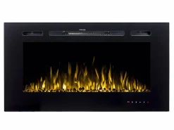 FLAMATECH Chimenea|Chimenea|Chimenea eléctrica CALBUCO - De pared o empotrada - An. 101,6 x Pr. 14 x Al. 54,4 cm - Negra