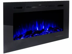 FLAMATECH Chimenea|Chimenea|Chimenea eléctrica CALBUCO - De pared o empotrada - An. 101,6 x Pr. 14 x Al. 54,4 cm - Negra