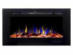 FLAMATECH Chimenea|Chimenea|Chimenea eléctrica CALBUCO - De pared o empotrada - An. 101,6 x Pr. 14 x Al. 54,4 cm - Negra