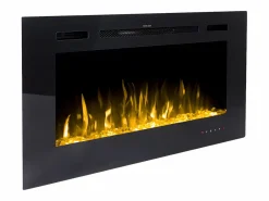 FLAMATECH Chimenea|Chimenea|Chimenea eléctrica CALBUCO - De pared o empotrada - An. 101,6 x Pr. 14 x Al. 54,4 cm - Negra