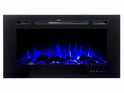 FLAMATECH Chimenea|Chimenea|Chimenea eléctrica CALBUCO - De pared o empotrada - An. 101,6 x Pr. 14 x Al. 54,4 cm - Negra