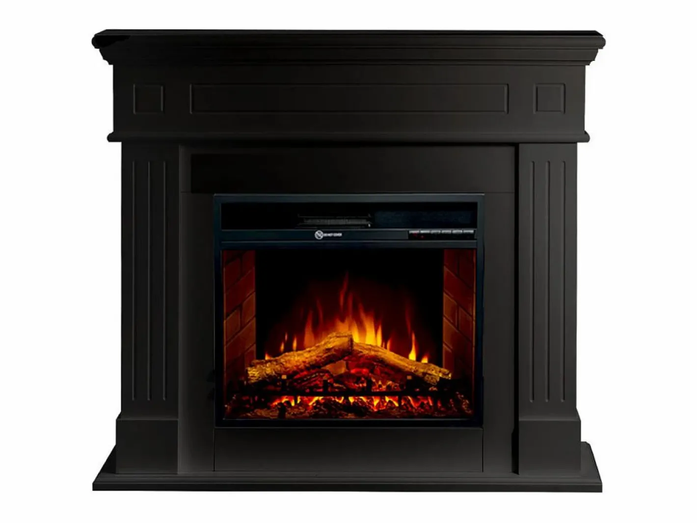 Chimenea|Chimenea|Chimenea eléctrica CAMBRIDGE, chimenea de pie, madera negra, 110x36x100h
