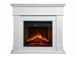 Chimenea eléctrica CAMBRIDGE, chimenea de pie, madera blanca, 110x25x95h Blanco Outlet
