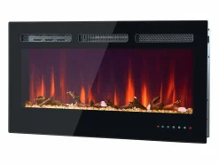 Hauss Spole Chimenea eléctrica con 12 colores de llama - De pared o empotrada - Negra 106,5×46,5×12 Negro Online