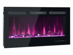 Hauss Spole Chimenea eléctrica con 12 colores de llama - De pared o empotrada - Negra 106,5×46,5×12 Negro Online