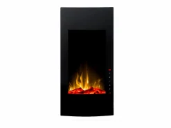 FLAMATECH Chimenea|Chimenea|Chimenea eléctrica curva VULCANO L.41xAn.13xAlt.81cm Negra