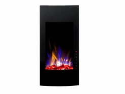 FLAMATECH Chimenea|Chimenea|Chimenea eléctrica curva VULCANO L.41xAn.13xAlt.81cm Negra