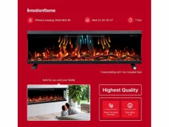 Chimenea eléctrica de 3 caras UNITY 183 - fuego premium, de pared o empotrada - 183x19x36 cm - LED decorativa con calefacción 900/1800W^ Discount