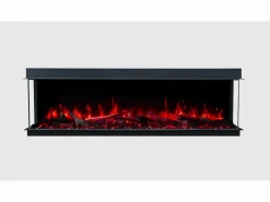 Chimenea eléctrica de 3 caras SOLIS 90 - fuego premium, empotrada - 90x30x46 cm - LED decorativa con calefacción 750/1500 W Negro Hot