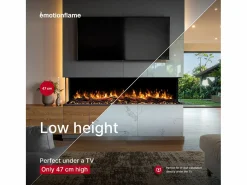 Chimenea eléctrica de 3 caras SOLIS 90 - fuego premium, empotrada - 90x30x46 cm - LED decorativa con calefacción 750/1500 W Negro Hot