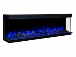 Chimenea eléctrica de 3 caras SOLIS 90 - fuego premium, empotrada - 90x30x46 cm - LED decorativa con calefacción 750/1500 W Negro Hot