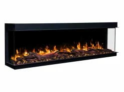 Chimenea eléctrica de 3 caras SOLIS 90 - fuego premium, empotrada - 90x30x46 cm - LED decorativa con calefacción 750/1500 W Negro Hot