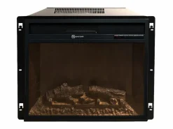 Chimenea eléctrica de esquina de suelo MADISON en madera de nogal L126 x P78 x H83^