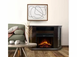 Chimenea|Chimenea|Chimenea eléctrica de esquina MADISON de nogal (largo x fondo x alto)