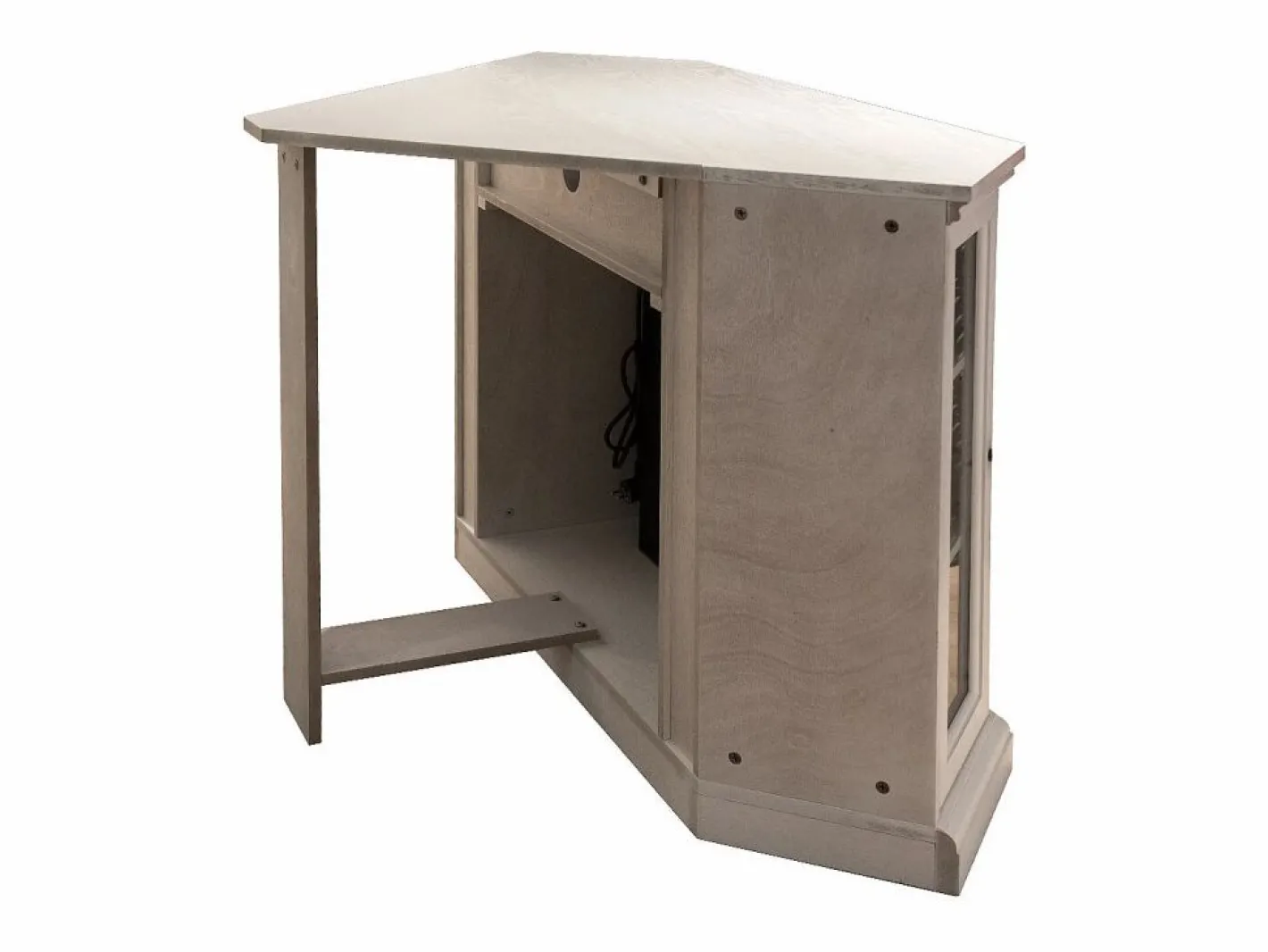 Chimenea eléctrica de esquina de suelo MADISON en madera blanca L126 x P78 x H83 Blanco Hot