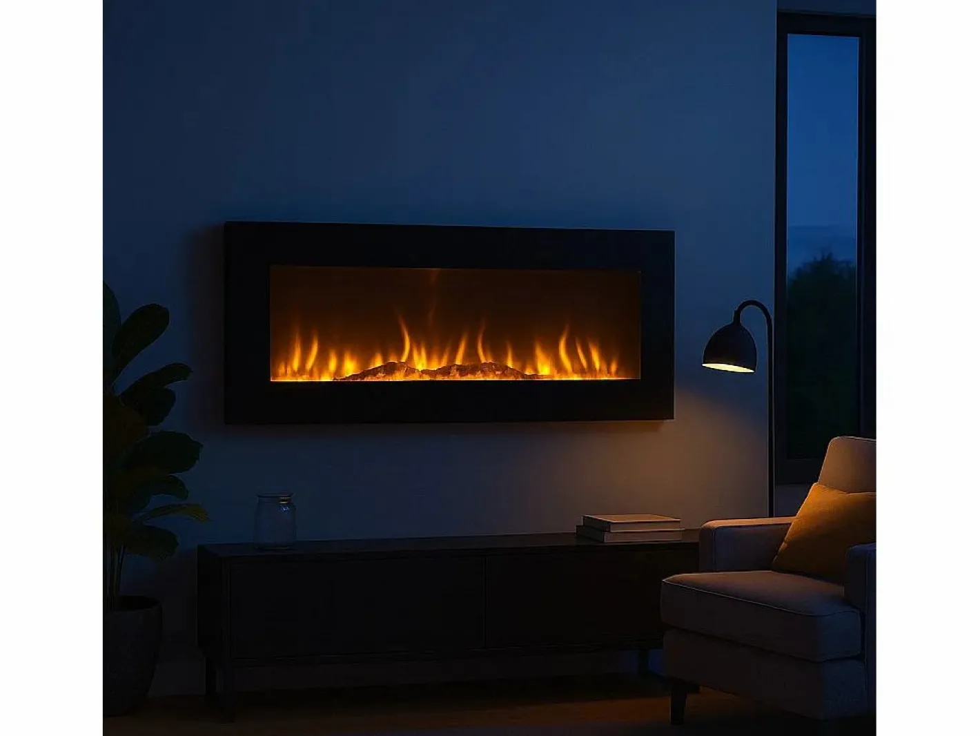 Chimenea|Chimenea|Chimenea eléctrica de pared DALLAS L127 x P 11 x H50