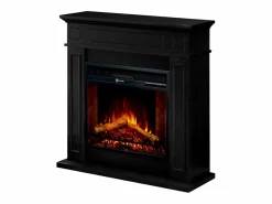 Chimenea|Chimenea|Chimenea eléctrica de pie JEFFERSON en madera negra L 89,5 x H 90,5 x D 28