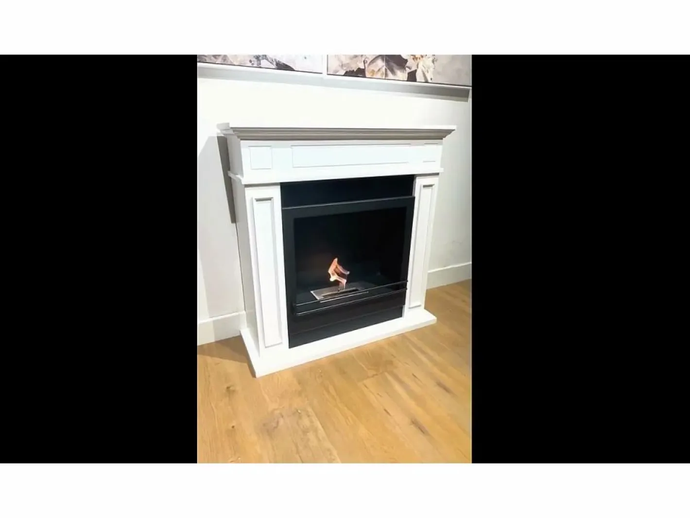 Chimenea eléctrica de pie JEFFERSON en madera blanca L 89,5 x H 90,5 x P 28 Blanco