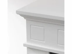 Chimenea eléctrica de pie JEFFERSON en madera blanca L 89,5 x H 90,5 x P 28 Blanco