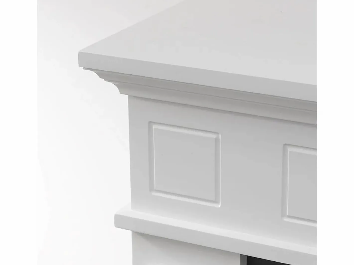 Chimenea eléctrica de pie JEFFERSON en madera blanca L 89,5 x H 90,5 x P 28 Blanco