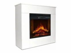 Chimenea|Chimenea|Chimenea eléctrica de pie, madera blanca, fabricada en Italia, MICHELANGELO, 96x36x90h