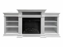 Chimenea eléctrica de pie BIDEN de madera blanca L179 x P48 x H85 Blanco Best