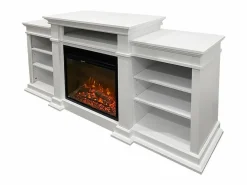 Chimenea eléctrica de suelo BIDEN de madera blanca L179 x P48 x H85^ Outlet