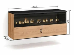 Skraut Home Chimenea|Chimenea|Chimenea eléctrica LED, 102x35x45cm, 1 Hueco, 1 Puerta, Chimenea eléctrica, Colgado, Suspendido, Roble y negro