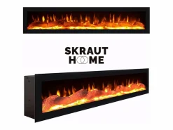 Skraut Home Chimenea|Chimenea|Chimenea eléctrica LED, 102x35x45cm, 1 Hueco, 1 Puerta, Chimenea eléctrica, Colgado, Suspendido, Roble y negro