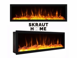 Chimenea eléctrica LED, 107x25x38cm, Salón - Comedor, Chimenea eléctrica, Cemento^Skraut Home Discount