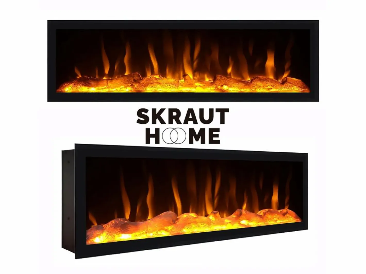 Skraut Home Chimenea eléctrica LED, 107x25x38cm, Salón - Comedor, Chimenea eléctrica, Negro Clearance