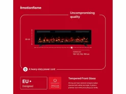 Chimenea|Chimenea|Chimenea eléctrica MONARCH 127 - fuego premium - de pared y empotrados - 127x13x35 cm - chimenea LED con calefacción 900/1800 W