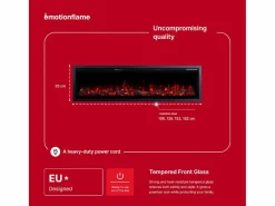 Chimenea eléctrica REGAL 126 - fuego premium - de pared y empotrados - 126x35x12 cm - chimenea LED decorativa con calefacción 900/1800 W^ Hot