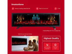 Chimenea eléctrica REGAL 126 - fuego premium - de pared y empotrados - 126x35x12 cm - chimenea LED decorativa con calefacción 900/1800 W^ Hot