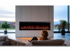Chimenea eléctrica REGAL 126 - fuego premium - de pared y empotrados - 126x35x12 cm - chimenea LED decorativa con calefacción 900/1800 W^ Hot